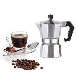 WOLEN Moka Pot Coffee Pots And Stovetop Espresso Maker,Italian Coffee Maker,Greca Coffee Maker, Cafeteras,Silver (9 Cup)