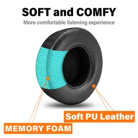 TRANSTEK - almohadillas para orejas compatibles con Virtuoso RGB Wireless SE Gaming Headset - Auriculares de espuma viscoelástica - almohadillas para orejas de poliuretano I (negro)