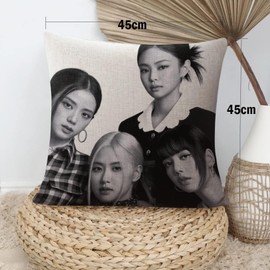 ZPPLD Blackpink Merchandise Set, Blackpink Fan Items, Kpop Blackpink Gift Set for Fans, Blackpink Cushion Cover, Blackpink Stickers, c, 45 x 45 cm, 1 Stück