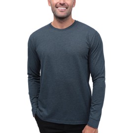INTO THE AM Premium Long Sleeve Shirts for Men Casual Work Sun Protection Plain T-Shirts for Gym Construction (Navy, Large)