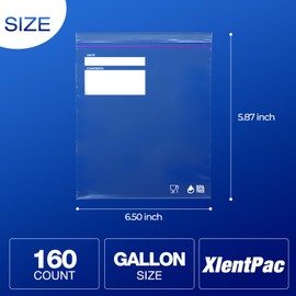 Double Seal Zipper Bags Pint 160 Count, Zero BPA Reusable Storage Bags with Strong Leakproof Seal for Freezer & Microwave for Food, Travel, Home, Office & Outdoor Use