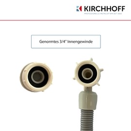 KIRCHHOFF 98657210 Washing Machine Hose 1.5 m, Inlet Hose with 3/4 Inch x 3/4 Inch Female Thread for Washing Machine or Dishwasher, Water Hose with Aquastop