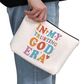 PYOUL Trusting God Gift My Trusting God Era Makeup Bag Religious Cosmetic Bag Jesus Gift Faith Gift Christmas Gift (Trusting God Era Bag)