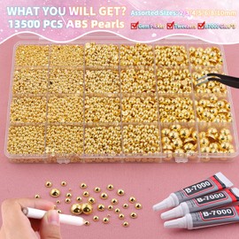 13500 Pcs Flatback Nail Pearls Gold Pearl Charms for Bedazzling Nail Art