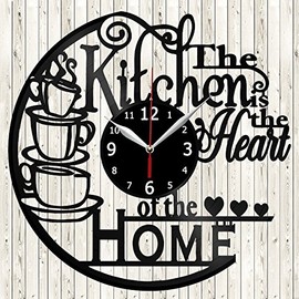 Kitchen Clock Coffee Vinyl Record Wall Clock Design Wall Clock Coffee Bar Decor Gifts for Kitchen and Room Decoration