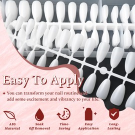 EternalClassic Soft Gel Nail Tips Acrylic Press on Nails Medium Almond, 240Pcs Fake Nails Almond Nails Tips, Pre-colored Gel Nail Tips, White Press on Nails Full Cover False Nails Kit