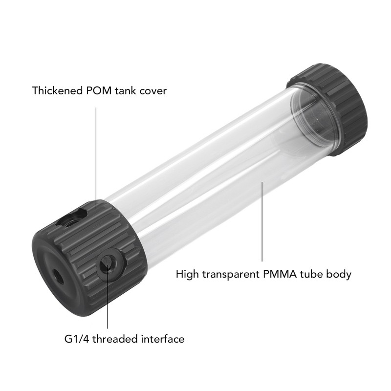 Cylindrical Water Cooling Reservoir Built in Filter Transparent 515ml Water