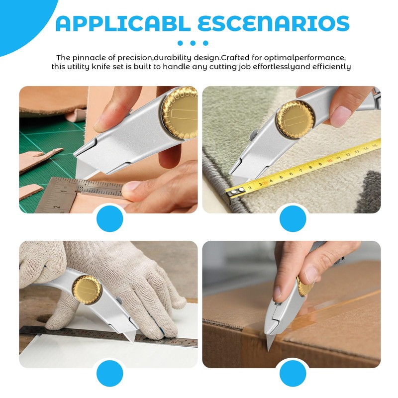 lizenoz Silver Retractable Utility Roofing Knife, Heavy Duty Utility Knife