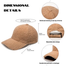 MGBPEI 3Pack Women's Winter Baseball Cap Adjustable Solid Color Lamb Wool Warm Baseball Cap Unisex Unconstructed Plain Cap