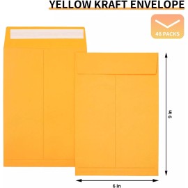 Joyberg 6x9 Envelopes Self Seal, Yellow Envelopes 6x9 Printable, Catalog Mailing