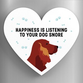 Global Designs Red Setter Happiness Is Your Dog Snoring Katie Pearson Artworks Heart Shaped Wooden Magnet