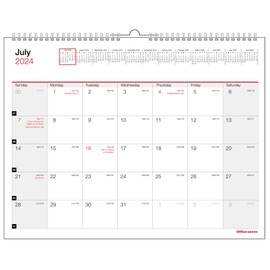 2024-2025 Office Depot® Brand Monthly Academic Wall Calendar, 11" x 8-1/2", 30% Recycled, July 2024 To June 2025