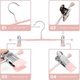 MAKAMBAKO 10 Pack Percha de Pantalones 12 * 5 Inch Percha de Falda Clip - Resistente Ajustables Que no Deja Marcas Perchas de Metal Pantalones Perchas para Faldas y Jeans