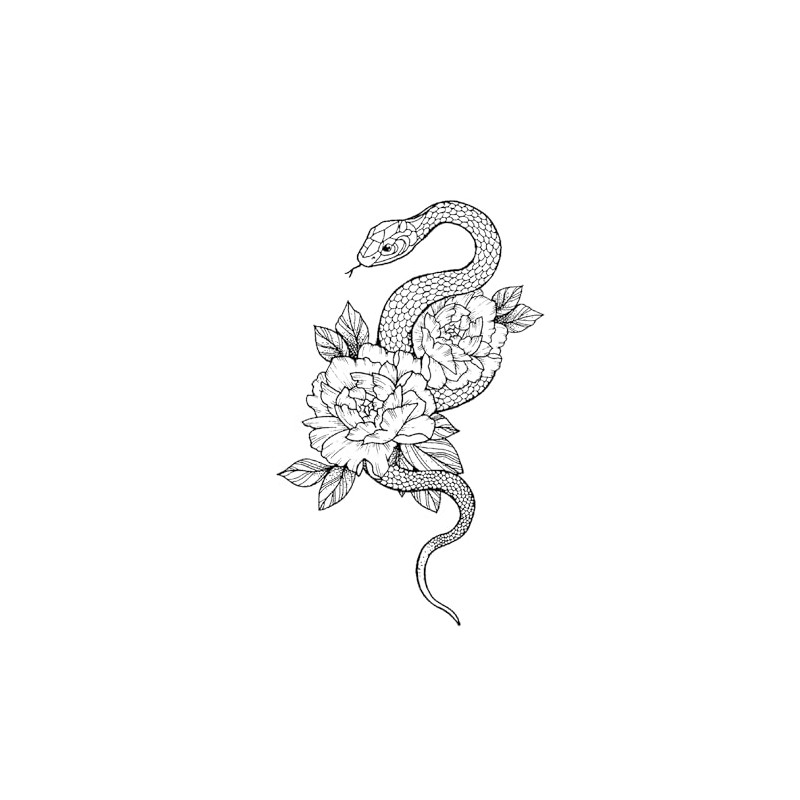 MapofBeauty 2 pcs Tattoos Snake Flower Temporary Waterproof Tattoo Sticker