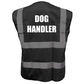 Dog Handler Printed Black Hi Vis Vest/Waistcoat, Security Officer, Security Guard Bouncer, Doorman, Events, Medium