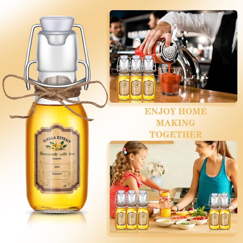 tchrules 16Pcs Vanilla Extract Bottles 5oz Swing Top Glass Bottles