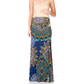 My Bump Maxifalda de maternidad de cintura alta para mujer con control de barriga (fabricado en Estados Unidos), Azul marino Skaa, S