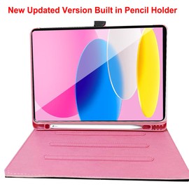 Changjia Changjia for iPad (A16) 11th Gen 11 Inch 2025/iPad 10th Generation 10.9" 2022 Case with Pencil Holder,Cute Crown Diamond Elegant PU Leather Auto Sleep/Wake Stand Protective Case for iPad 10/11th, Pink