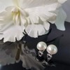 Minoplata Half Pearl Earrings 16mm Omega Clasp 925 Sterling Silver