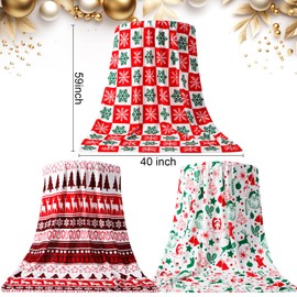 Buryeah 6 Pack Christmas Soft Fleece Blankets Bulk 40 x 59 Inch Lightweight Warm Throw Fleece Blankets Snowflake Deer Snowman Holiday Printed Blanket for Winter Bedding Couch Office Wedding Gift