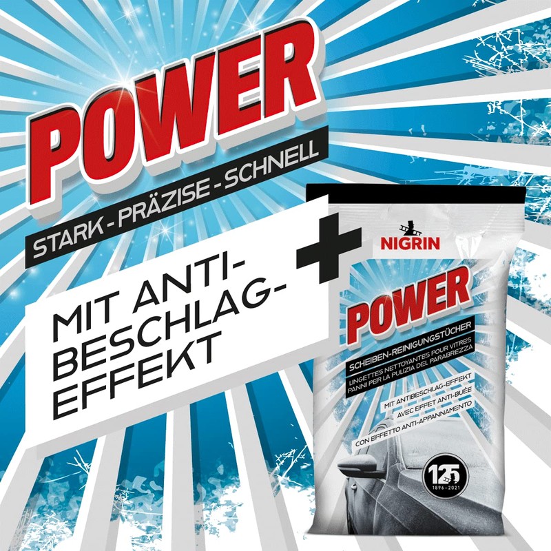 NIGRIN 20 x Power Windscreen Cleaning Wipes - Quick and