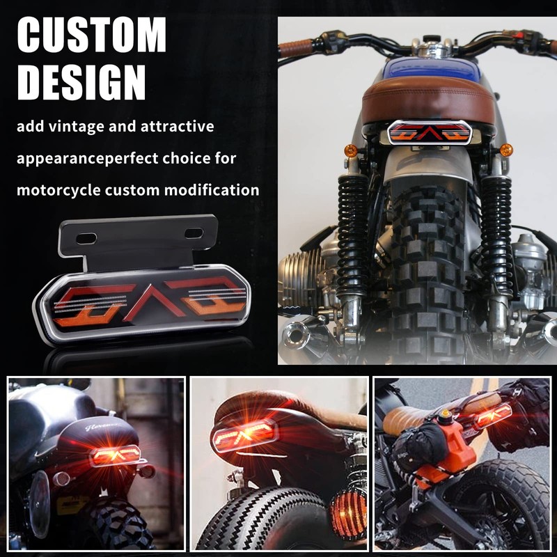 NWpangu 12V Motorcycle Tail Light Multi-Function Rear Light Universal LED