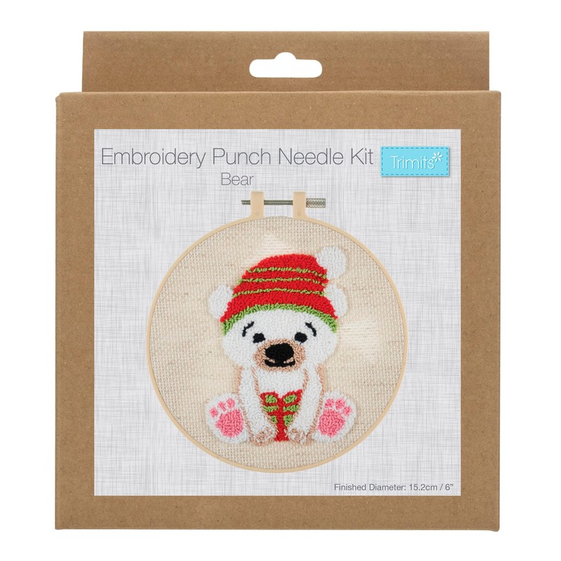 Trimits Embroidery Punch Needle Hoop Kits, 15.2cm 6”, Bear