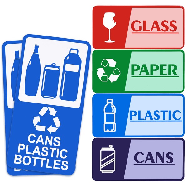 KFHENSOMR Recycle Stickers for Trash Bins 6Pcs Self-adhesive Trash and