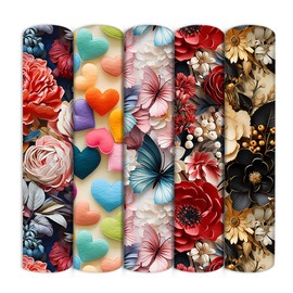 BrightGlow 3D Flowers Printed Fabric Flowers Fabric Sold by the Metre Fabric for Sewing Decoration Fabric with 3D Flowers Colourful Retro Decorative Fabric Flowers Plants Fabric for DIY Handmade