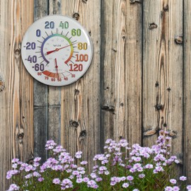 Taylor Metal Wall Indoor Outdoor Thermometer and Hygrometer, Easy to Read Numbers for Patio, Pool, and Indoor Areas, 12 inch, Multi