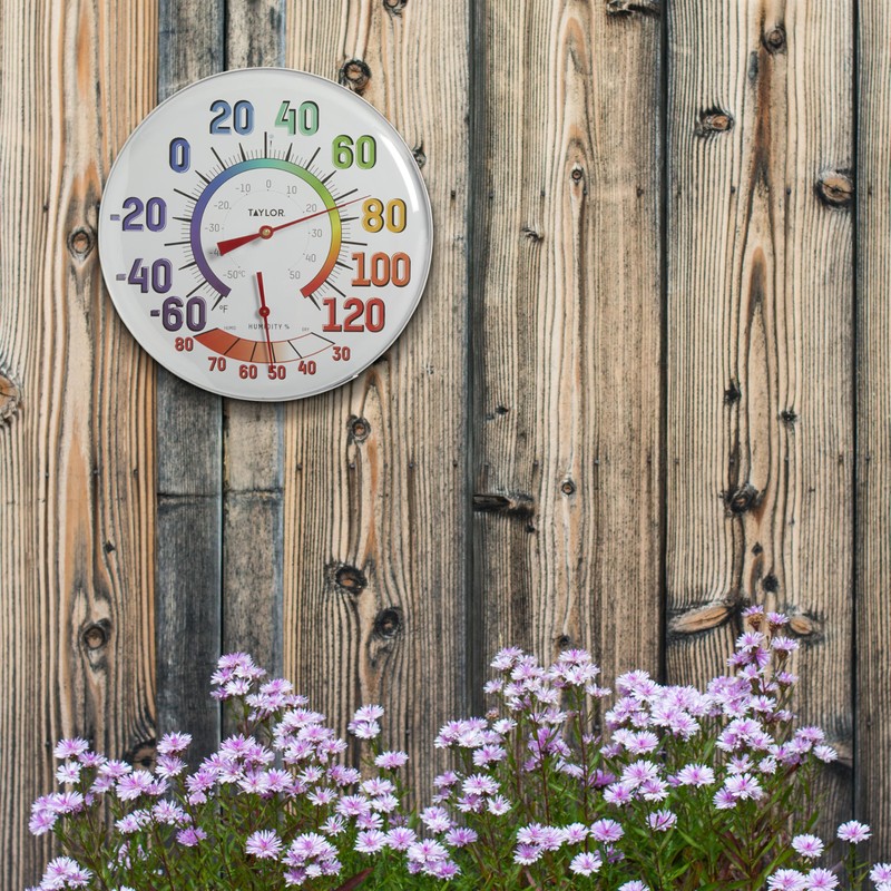Taylor Metal Wall Indoor Outdoor Thermometer and Hygrometer, Easy to