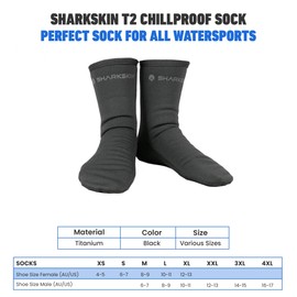 Sharkskin Titanium 2 Chillproof Socks, Diving Socks for Men and Women with Titanium Far Infrared Nano-Technology, Lightweight and Breathable, Small