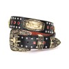Western Belt Black Gold Cowboy Prayer Men Red Stone Crocodile