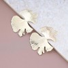 Cybche Hammered Ginkgo Leaf Earrings Large Leaf Stud Earrings Metal