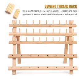 JasCherry Wooden Thread Spool Holder for Storing 46 Thread Spools - Thread Holder Bobbin Holder Yarn Rolls Organiser for Embroidery Quilting Sewing Braiding #2