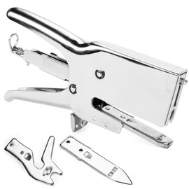 IDL Packaging HSP-12 Heavy-Duty Metal Plier Stapler, Silver - Works with 7/16" (11 mm) Crown Staples - Industrial Cardboard Stapler - Great for Sealing Packaging Boxes, Mail Bags, or Poster Tubes