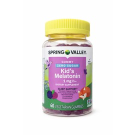 Spring Valley Gomitas vegetarianas de melatonina para niños, apoyo para dormir, 60 unidades + tu guía de vitaminas