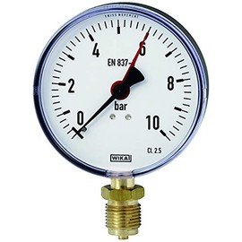 WIKA 9012575 Pressure Gauge, 0/10 Bar D = 100 1/2G Bottom without Filling Class 2.5 Plastic Type 111.10