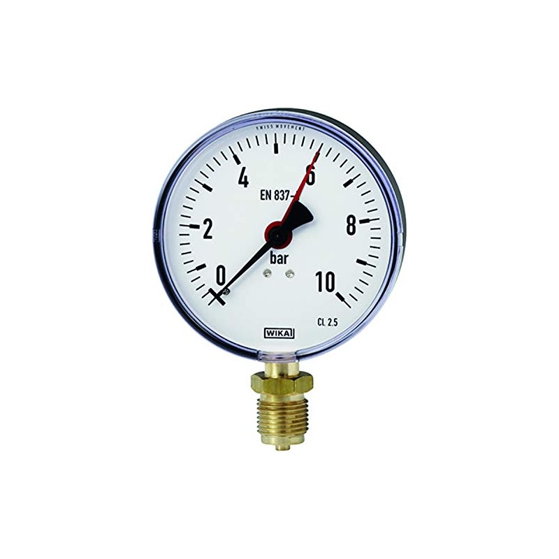 WIKA 9012575 Pressure Gauge, 0/10 Bar D = 100 1/2G