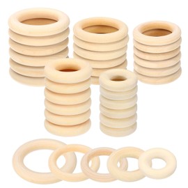 PATIKIL Wooden Rings for Crafting, 100 Pcs Smooth Macrame Wood Rings for Macrame Jewelry Making DIY Crafts, 0.6/1/1.3/1.7/2.2" OD Thickness