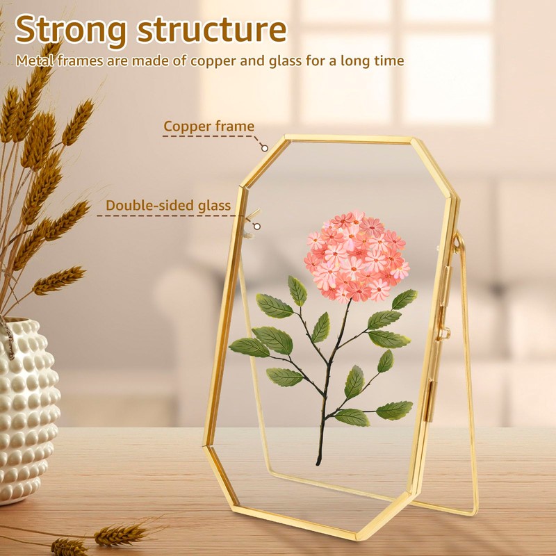2 Pcs Glass Pressed Flower Frame Elegant Floating Picture Frame