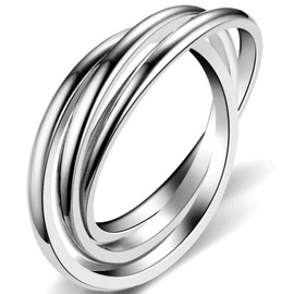 Jude Jewelers Stainless Steel Three-in-One Braided Interlocking Infinity Wedding Band Promise Anniversary Ring (Silver, 8)
