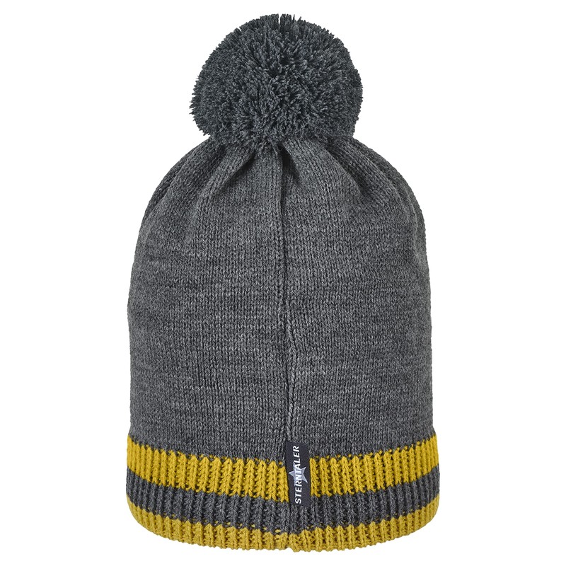Sterntaler Unisex Children's Hat Baby Bobble Knit Hat Edge, Anthracite