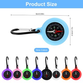 Compass Children's Pack of 9 Mini Compass Outdoor Compas Keyring with Carabiner Portable Compass for Outdoor Holiday Camp Camping Hiking Travel