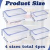4 pcs Plastic Food Storage Containers With Lids Airtight, Portable
