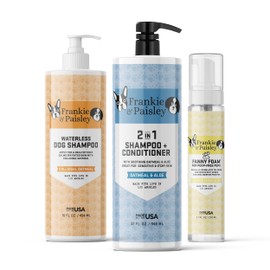 Frankie & Paisley Shaggy Dog Bath Gift Set Includes 2in1 Shampoo, Fanny Foam and Waterless Shampoo