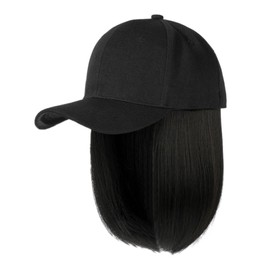 Baseball Cap with Hair Extensions, Synthetic Hair Wig, Baseball Cap with Attached Hair, Kinky Curly Adjustable Wave Hairpiece with Baseball Cap, Cap Wig for Baseball Cap Boys, 1-a, One Size Fits All