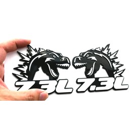 2Pcs Godzilla Badges Raging 7.3 Emblem 3D Decal Side Angry Agressive Sticker Nameplate Fit for Universal Car Body Motorcycle SUV Door Window Decoration (White)