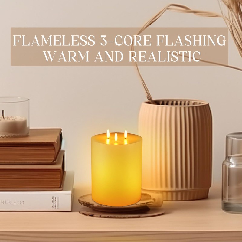 Retisee Extra Large Flameless Candles LED Battery Operated Real Wax