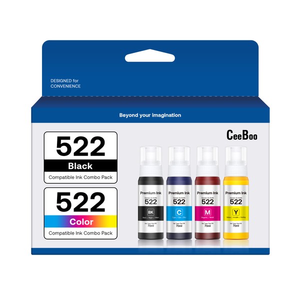 522 High Capacity Refill Ink Bottle Replacement for Epson Compatible 522 Ink Refill Bottle(Not Sublimation Ink)Use for ET-2803 ET-2800 ET-2720,4 Packs
